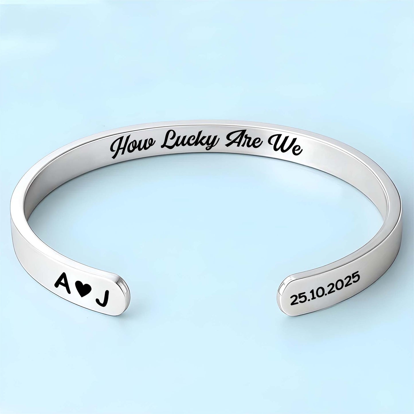 How Lucky Are We Heart And Initials Bracelet