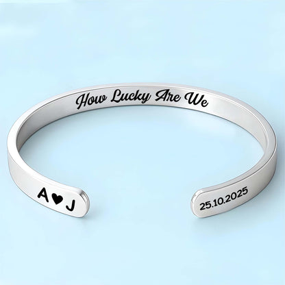 How Lucky Are We Heart And Initials Bracelet