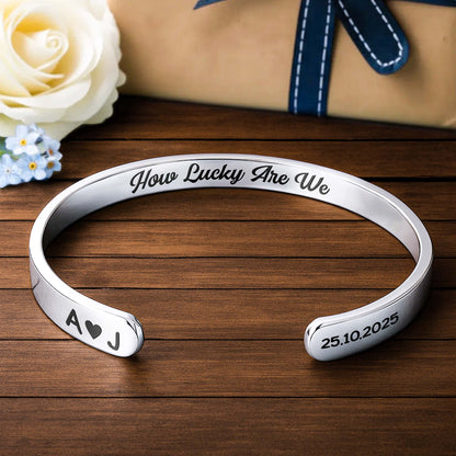 How Lucky Are We Heart And Initials Bracelet