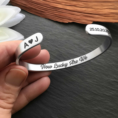 How Lucky Are We Heart And Initials Bracelet