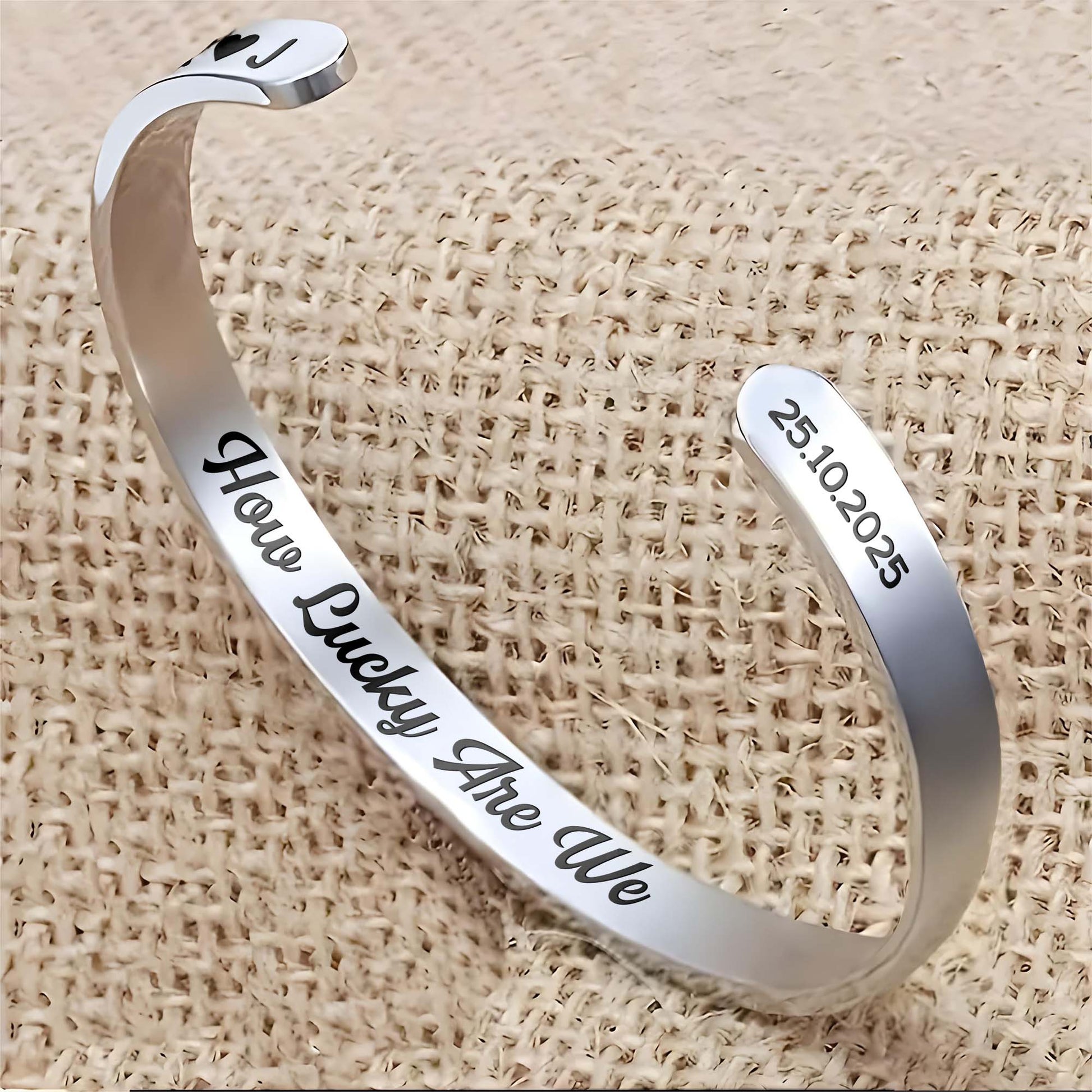 How Lucky Are We Heart And Initials Bracelet