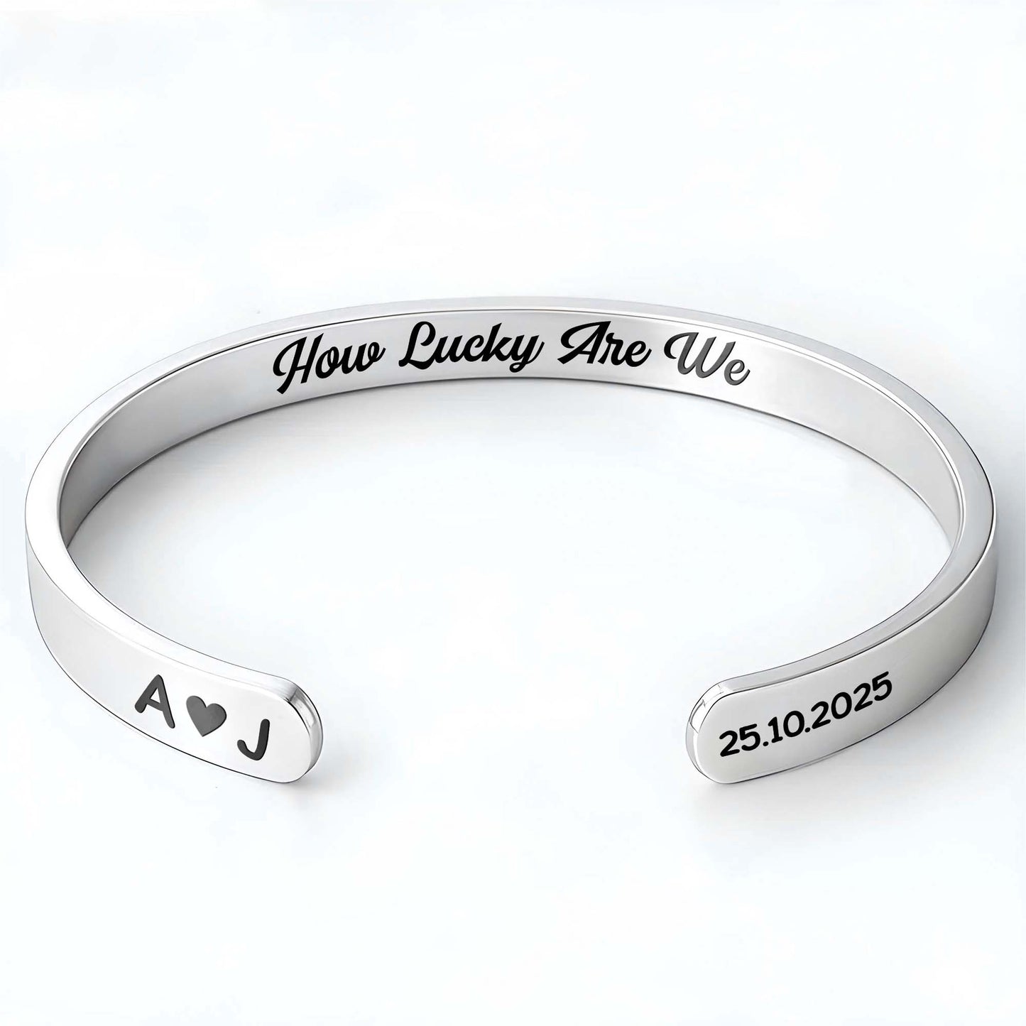 How Lucky Are We Heart And Initials Bracelet