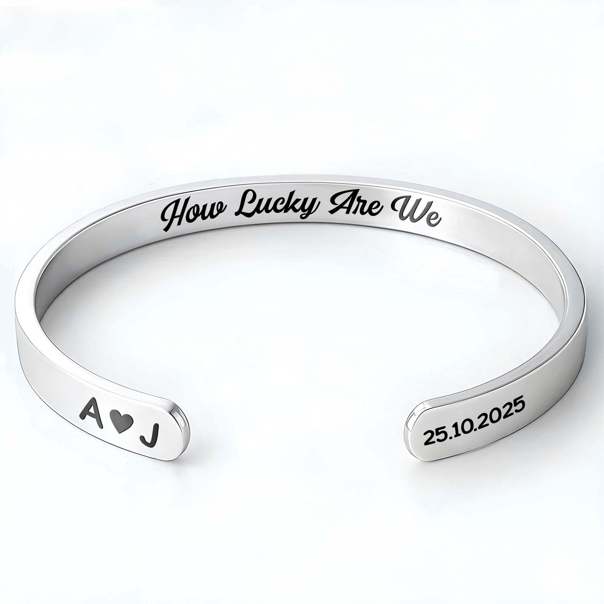 How Lucky Are We Heart And Initials Bracelet
