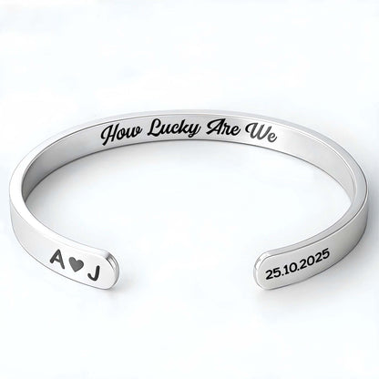 How Lucky Are We Heart And Initials Bracelet