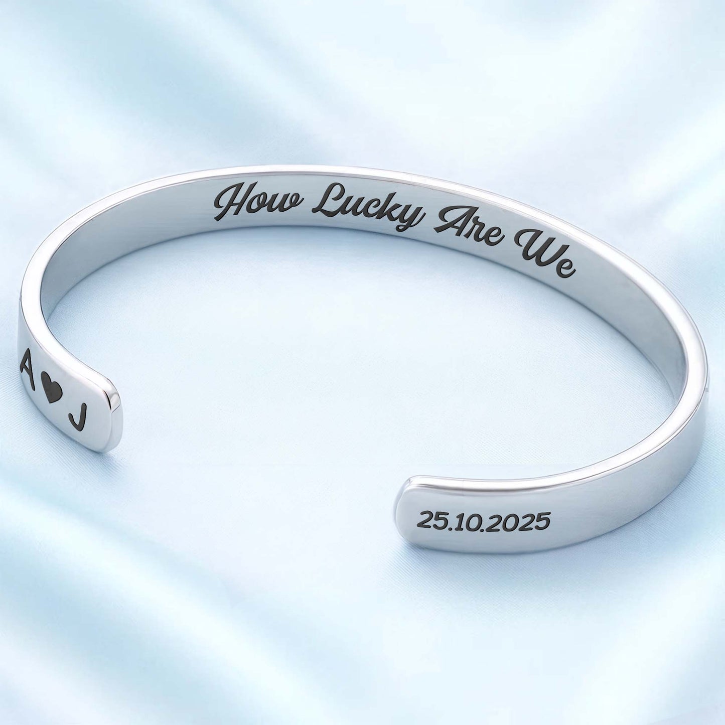 How Lucky Are We Heart And Initials Bracelet