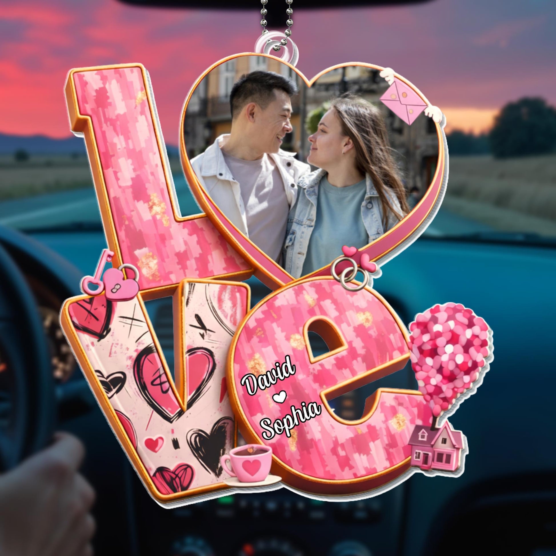 Celebrate Love With Heart-Shaped Ornament Featuring Love Motifs