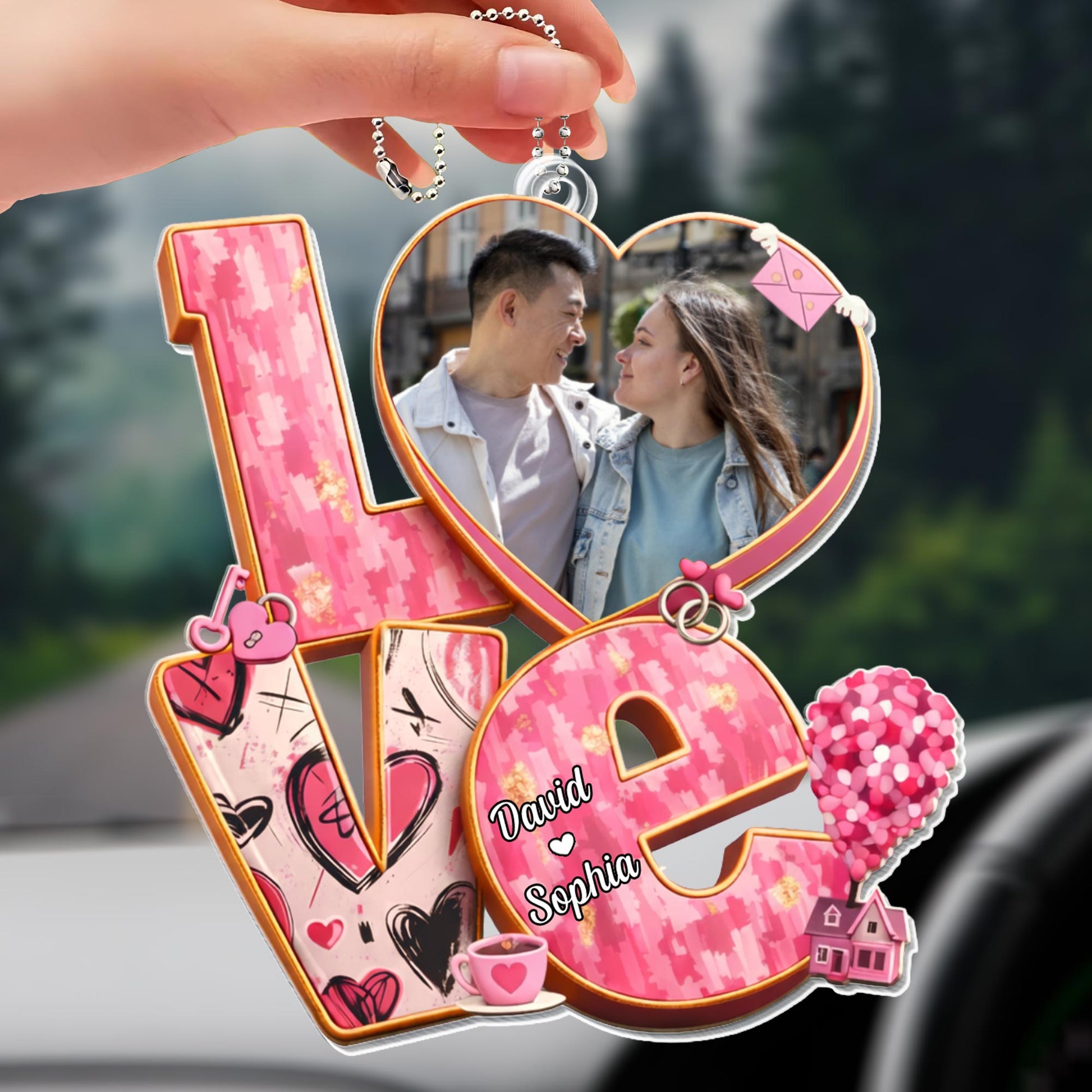 Celebrate Love With Heart-Shaped Ornament Featuring Love Motifs