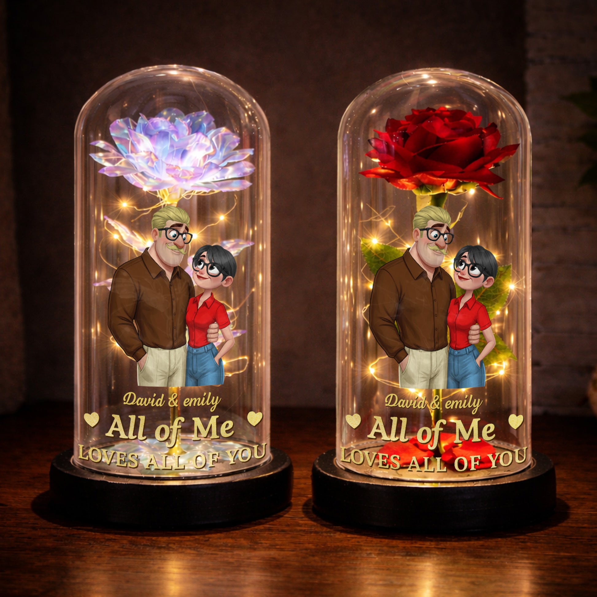 All Of Me Loves All Of You Everlasting Rose Couple Lamp