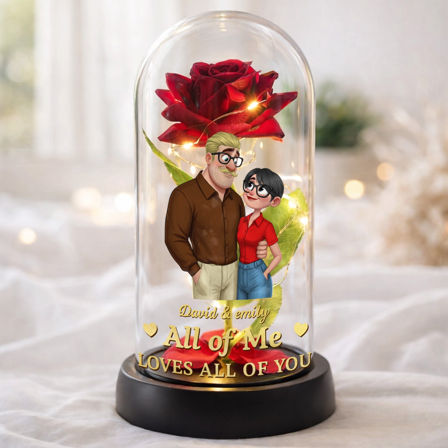 All Of Me Loves All Of You Everlasting Rose Couple Lamp