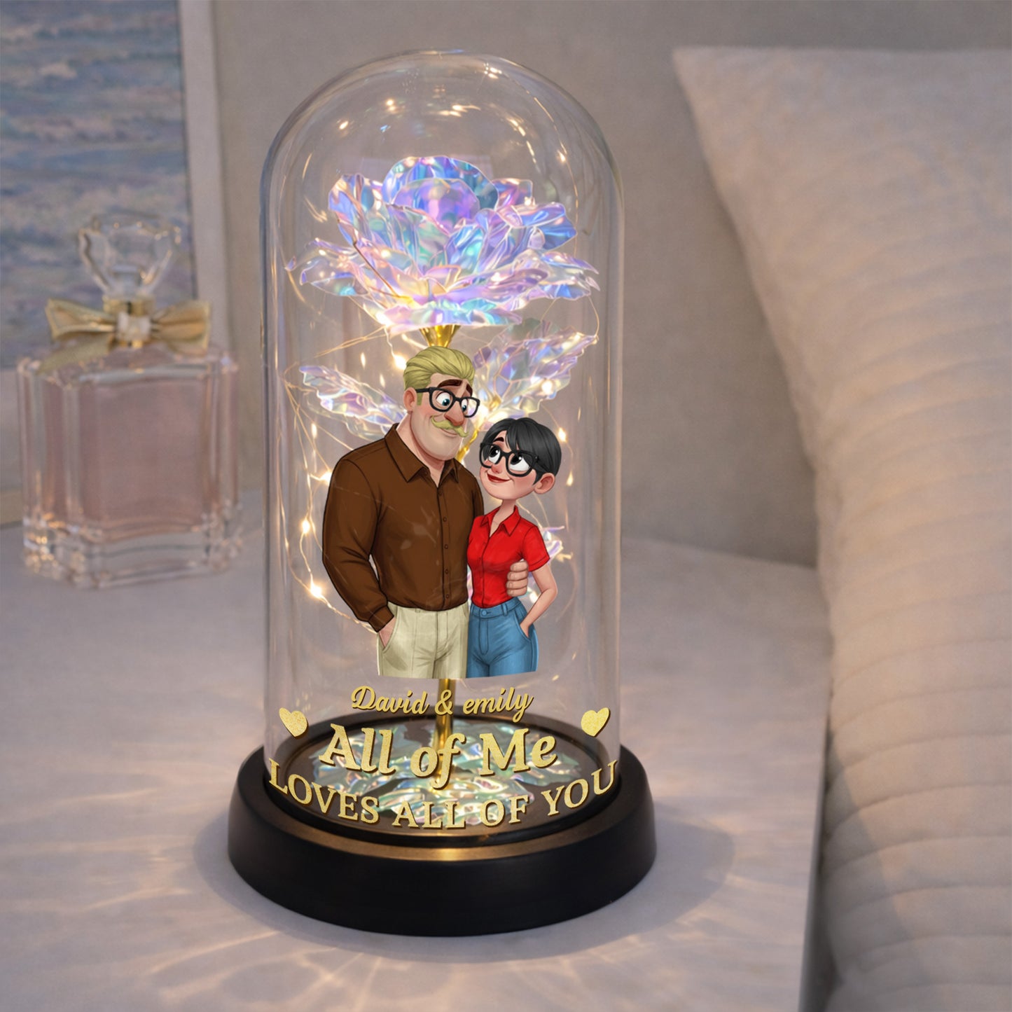 All Of Me Loves All Of You Everlasting Rose Couple Lamp