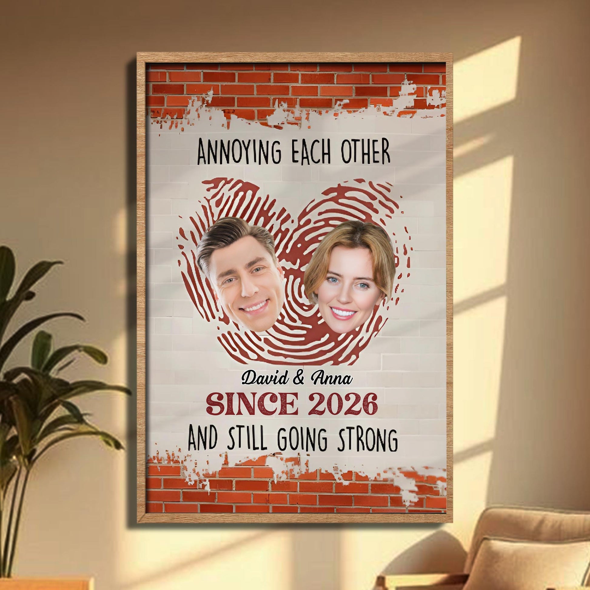 Annoying Each Other Since, Hearts And Brick Wall Design