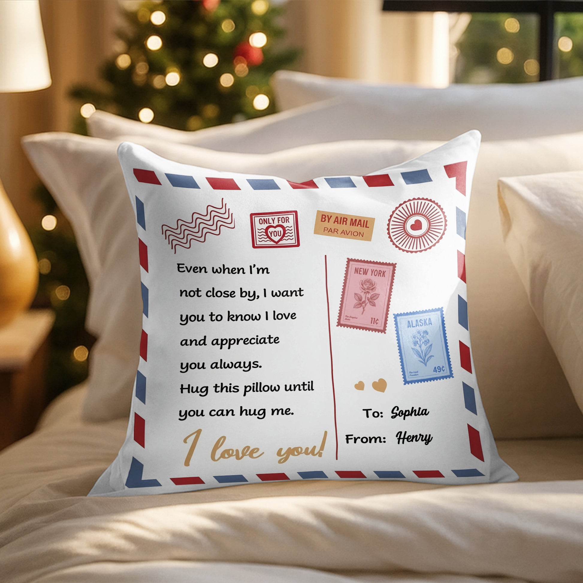 Hug This Pillow Until You Can Hug Me, Air Mail Design