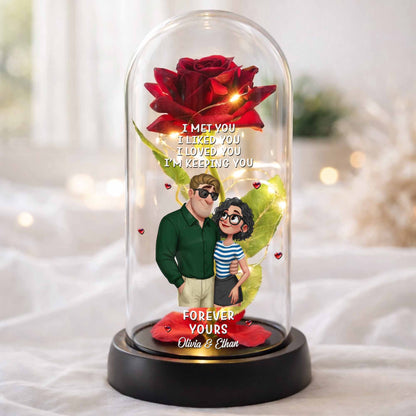 I Met You, I Loved You, Romantic Couple With Rose And Hearts