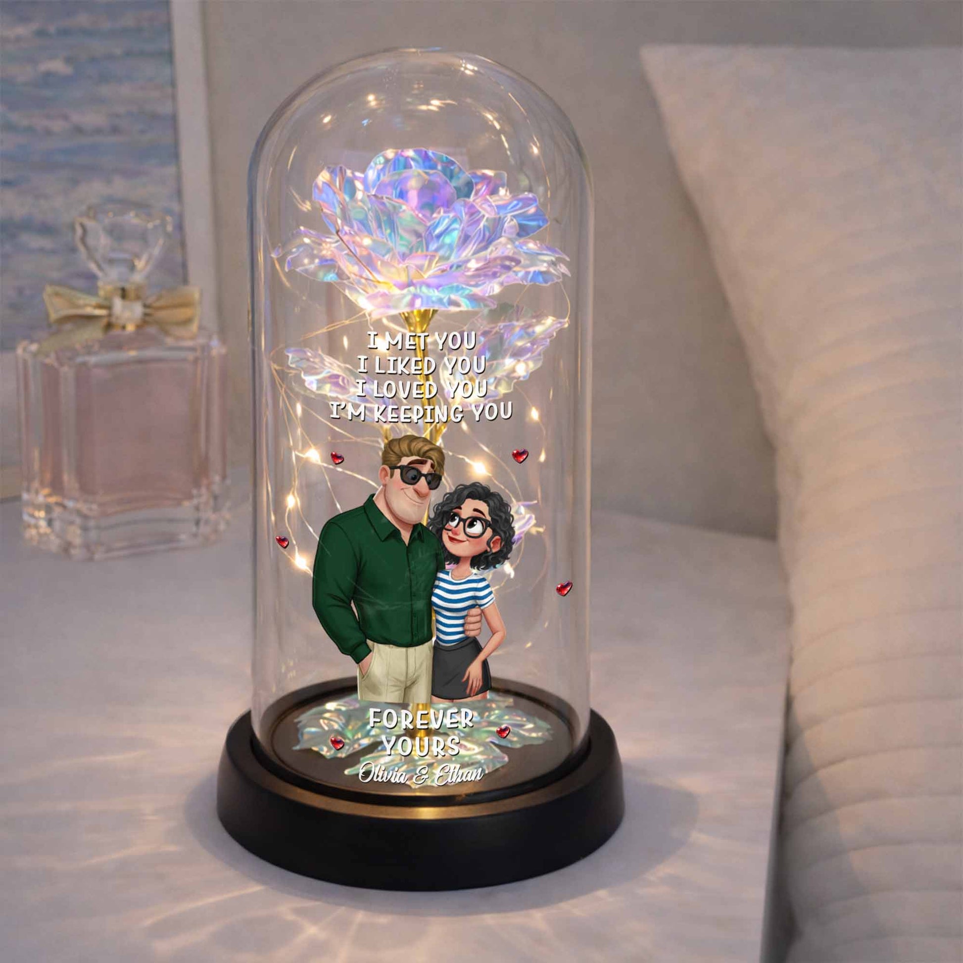 I Met You, I Loved You, Romantic Couple With Rose And Hearts