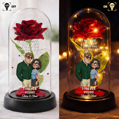 I Met You, I Loved You, Romantic Couple With Rose And Hearts