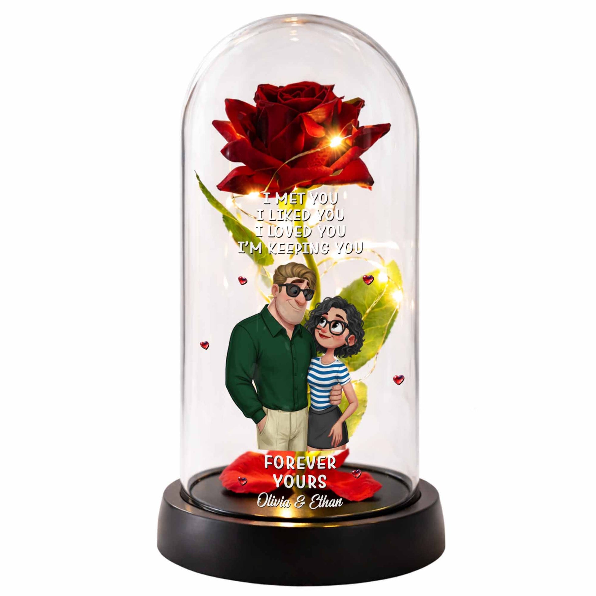 I Met You, I Loved You, Romantic Couple With Rose And Hearts