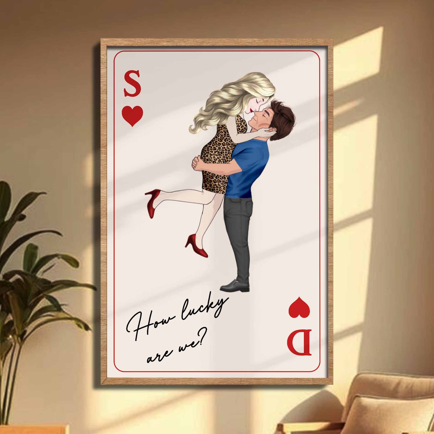 How Lucky Are We Couple Embrace Design - Personalized Custom Vertical Poster - CPL1256_VPOS