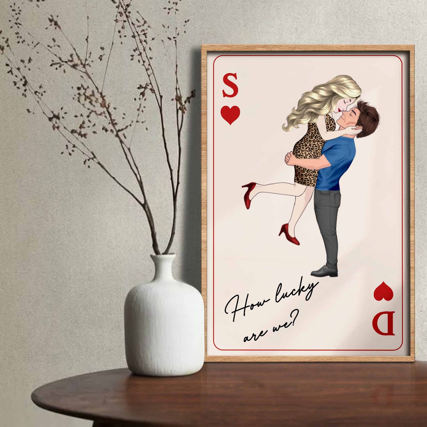 How Lucky Are We Couple Embrace Design - Personalized Custom Vertical Poster - CPL1256_VPOS