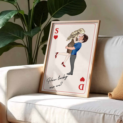 How Lucky Are We Couple Embrace Design - Personalized Custom Vertical Poster - CPL1256_VPOS