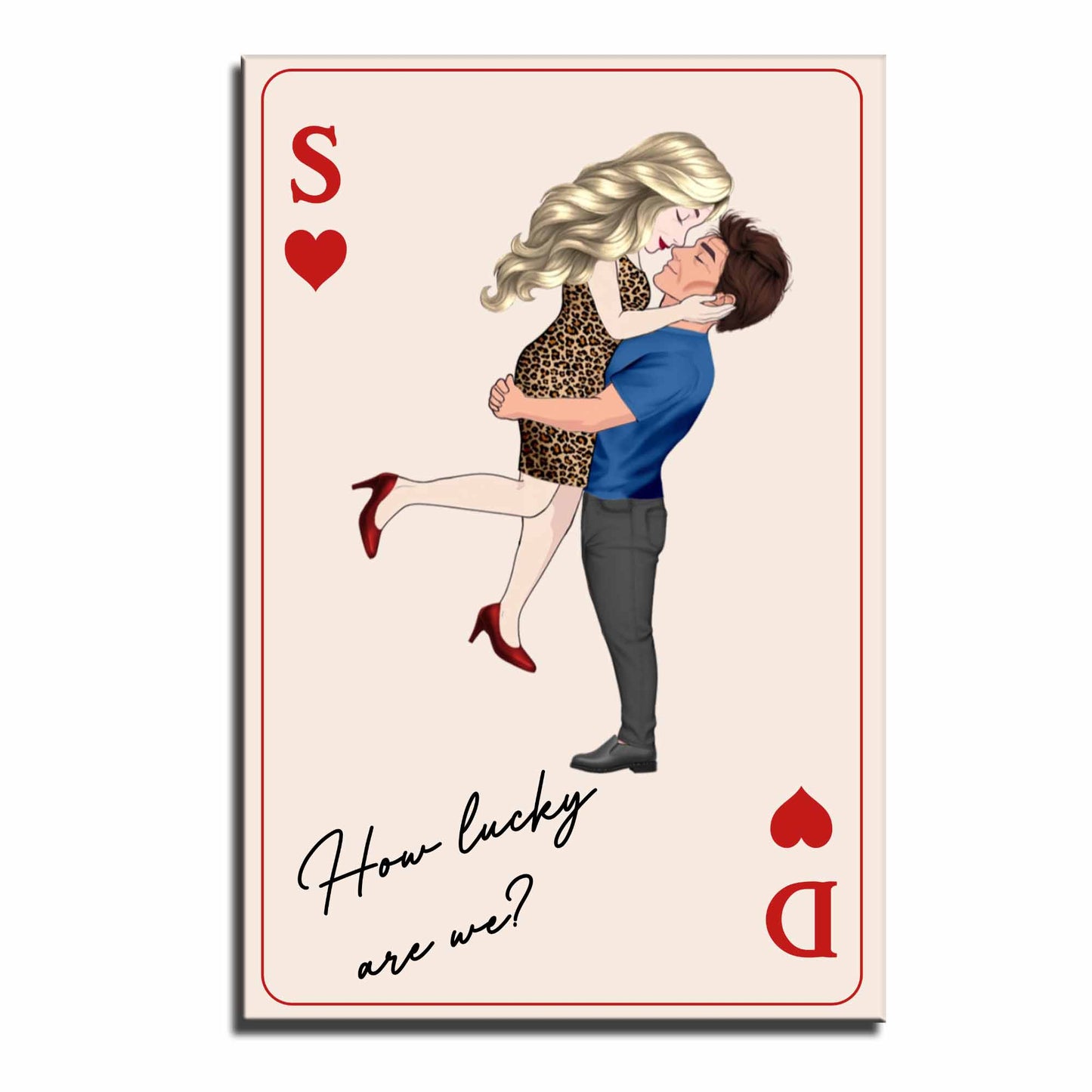 How Lucky Are We Couple Embrace Design - Personalized Custom Vertical Poster - CPL1256_VPOS