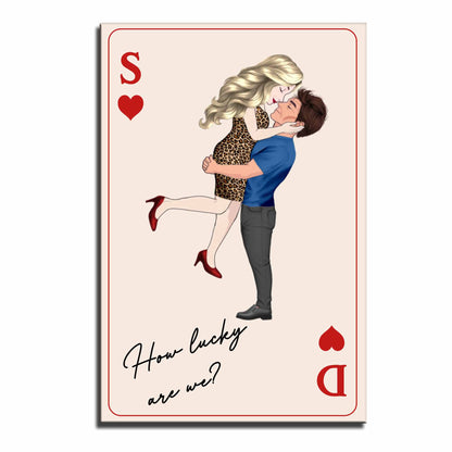 How Lucky Are We Couple Embrace Design - Personalized Custom Vertical Poster - CPL1256_VPOS