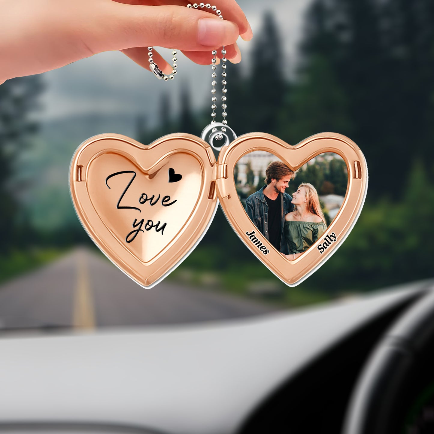 Love You Heart Shaped Photo Ornament