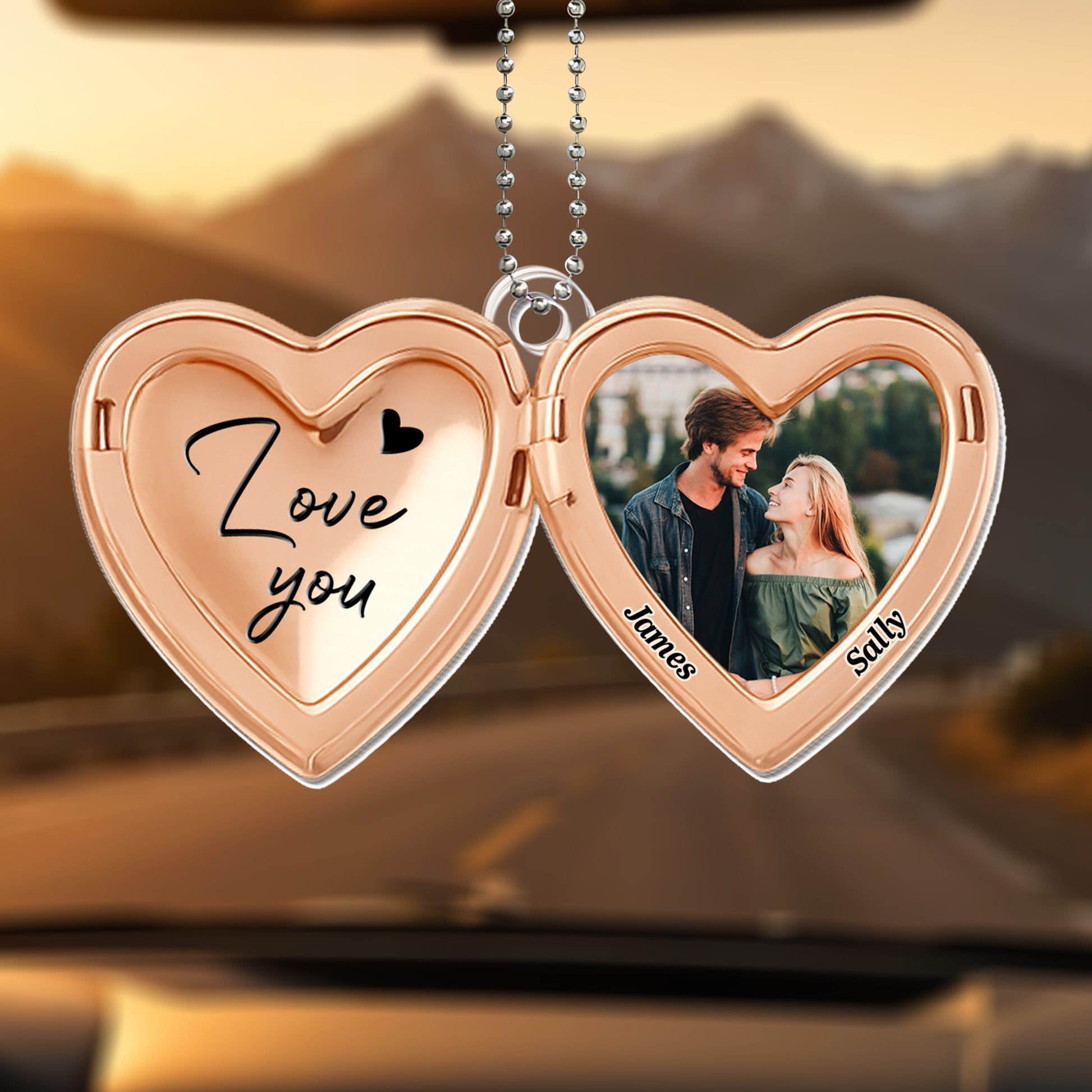Love You Heart Shaped Photo Ornament