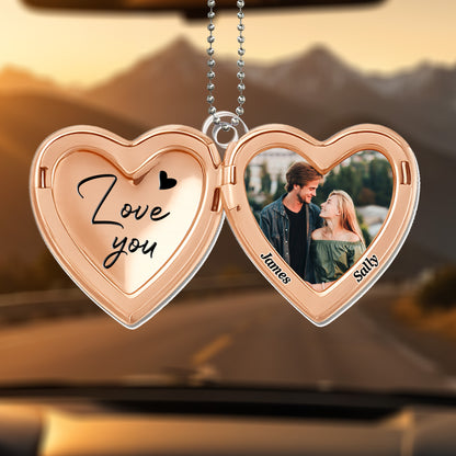 Love You Heart Shaped Photo Ornament