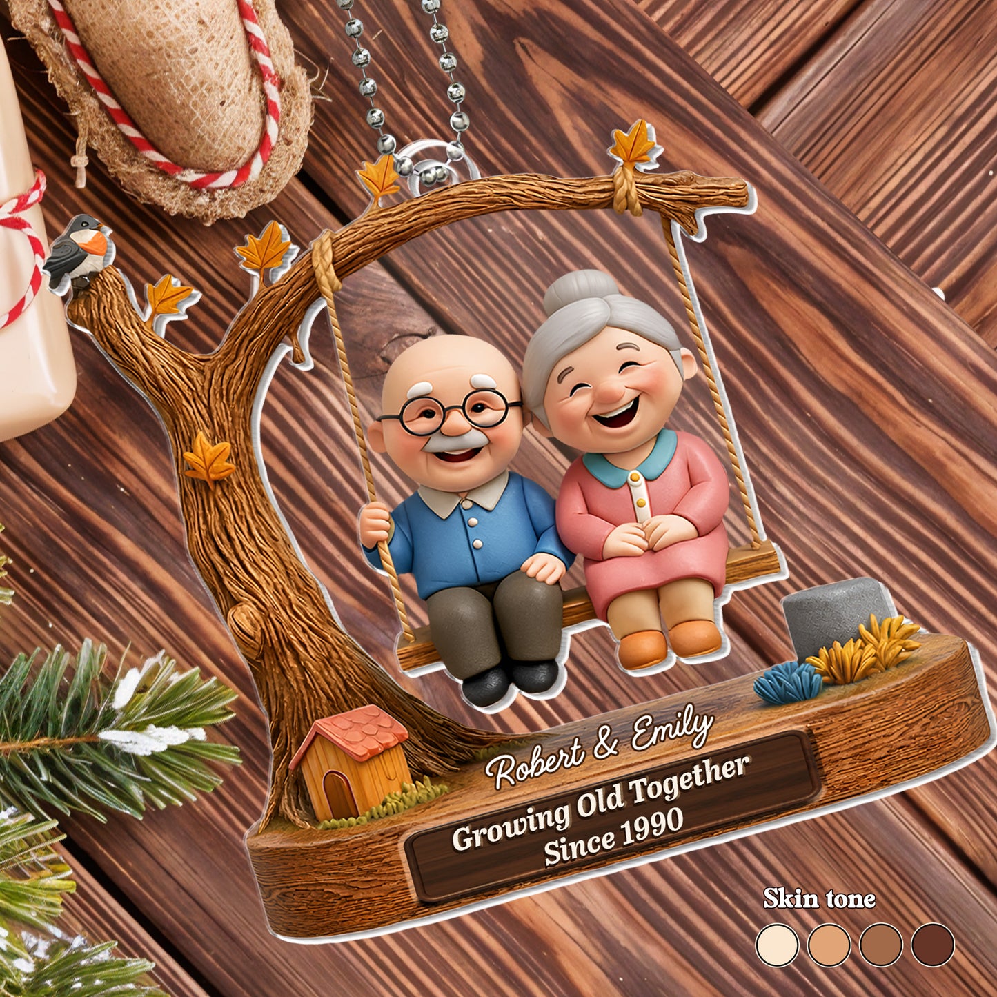 Growing Old Together Elderly Couple On Swing
