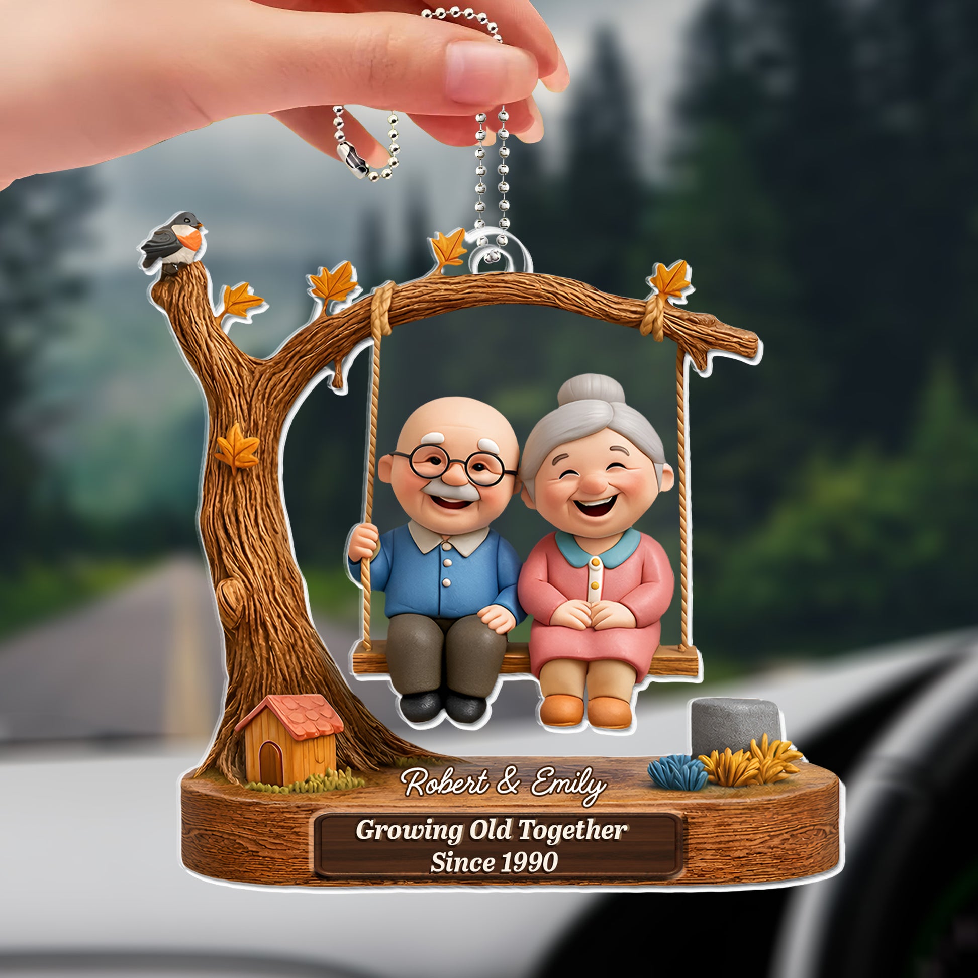 Growing Old Together Elderly Couple On Swing