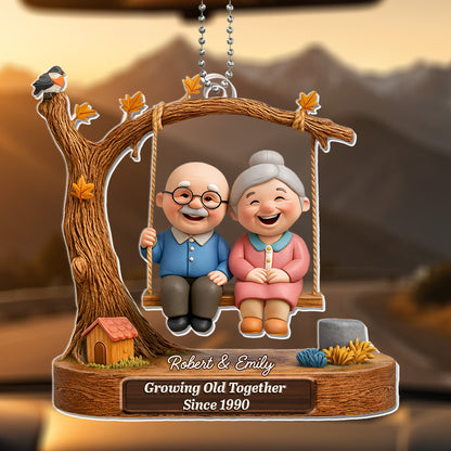 Growing Old Together Elderly Couple On Swing