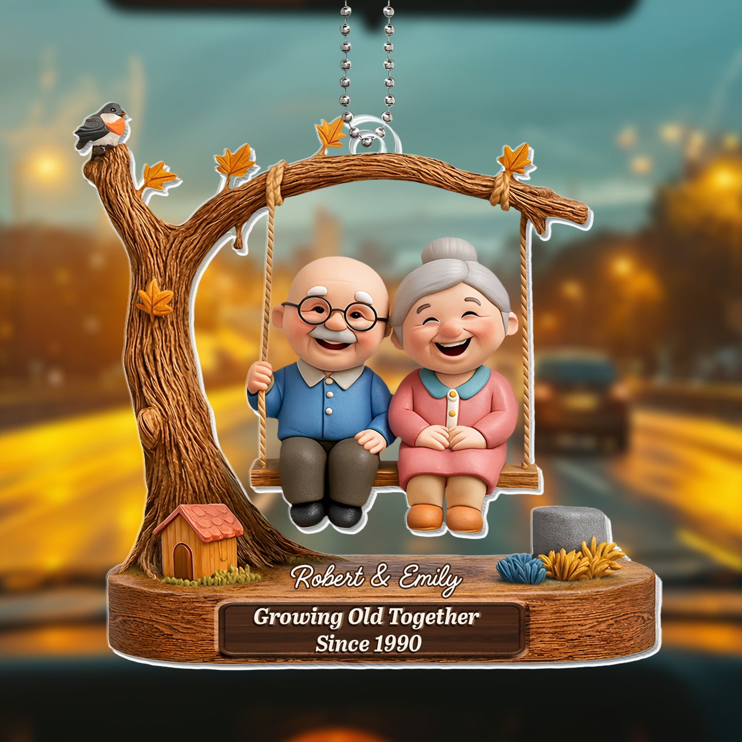 Growing Old Together Elderly Couple On Swing