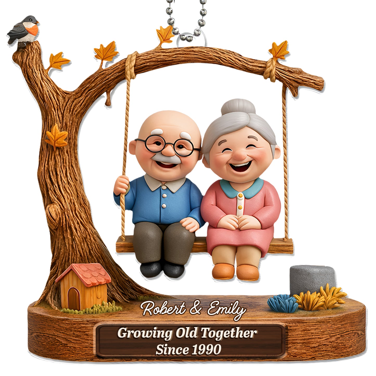 Growing Old Together Elderly Couple On Swing