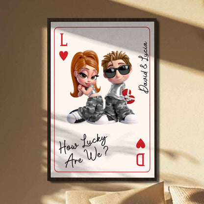 How Lucky Are We, Playing Cards Design With Couple