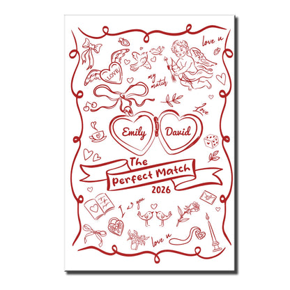 The Perfect Match With Hearts And Cupid Design