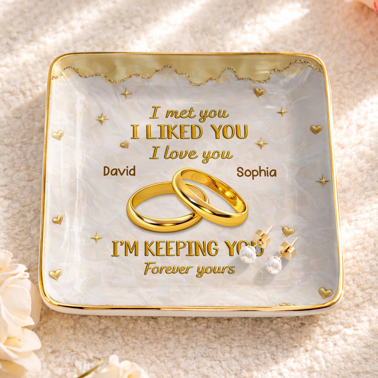 I Met You, I Liked You, I Love You, Wedding Rings And Hearts