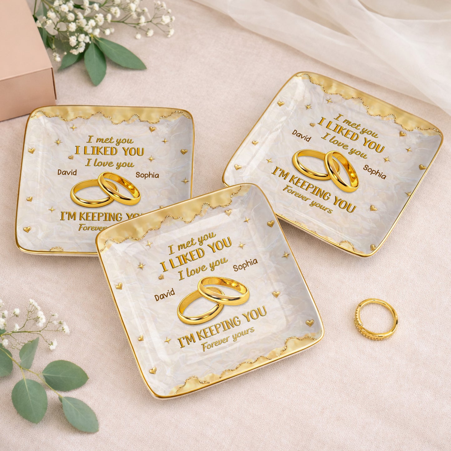 I Met You, I Liked You, I Love You, Wedding Rings And Hearts