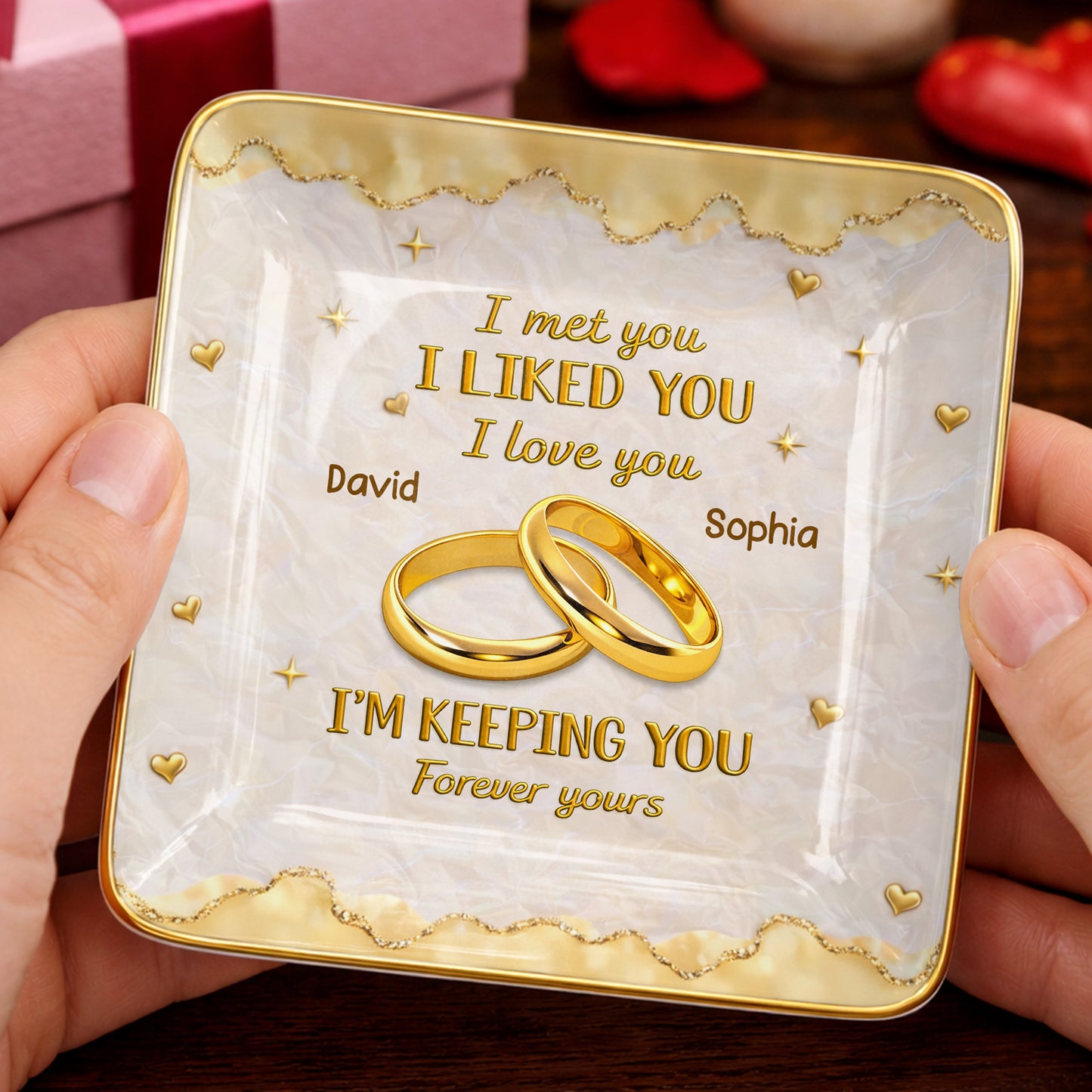 I Met You, I Liked You, I Love You, Wedding Rings And Hearts