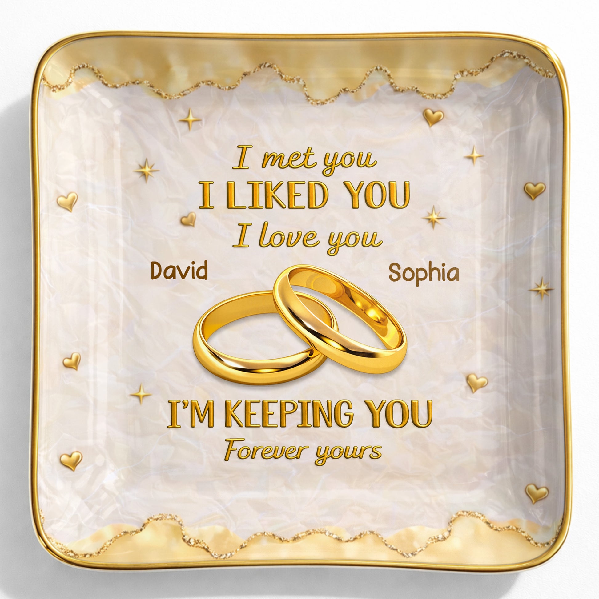 I Met You, I Liked You, I Love You, Wedding Rings And Hearts