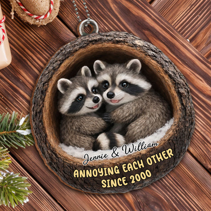 Annoying Each Other Since, Raccoons In A Log