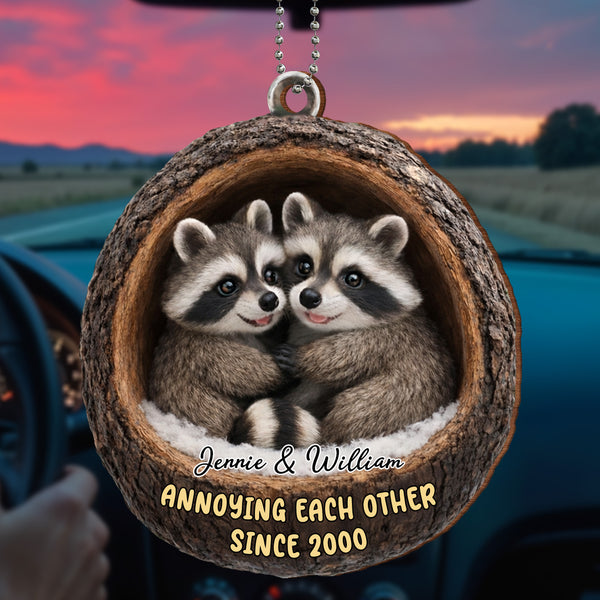 Annoying Each Other Since, Raccoons In A Log