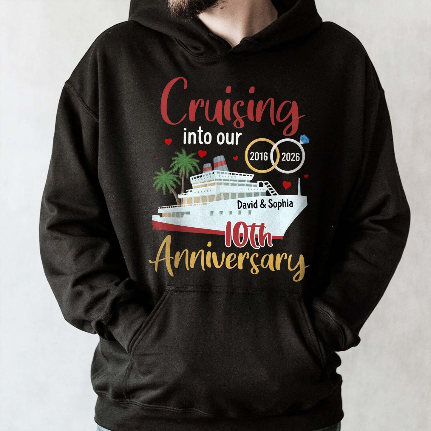 Cruising Into Our 40th Anniversary With Cruise Ship And Palm Trees