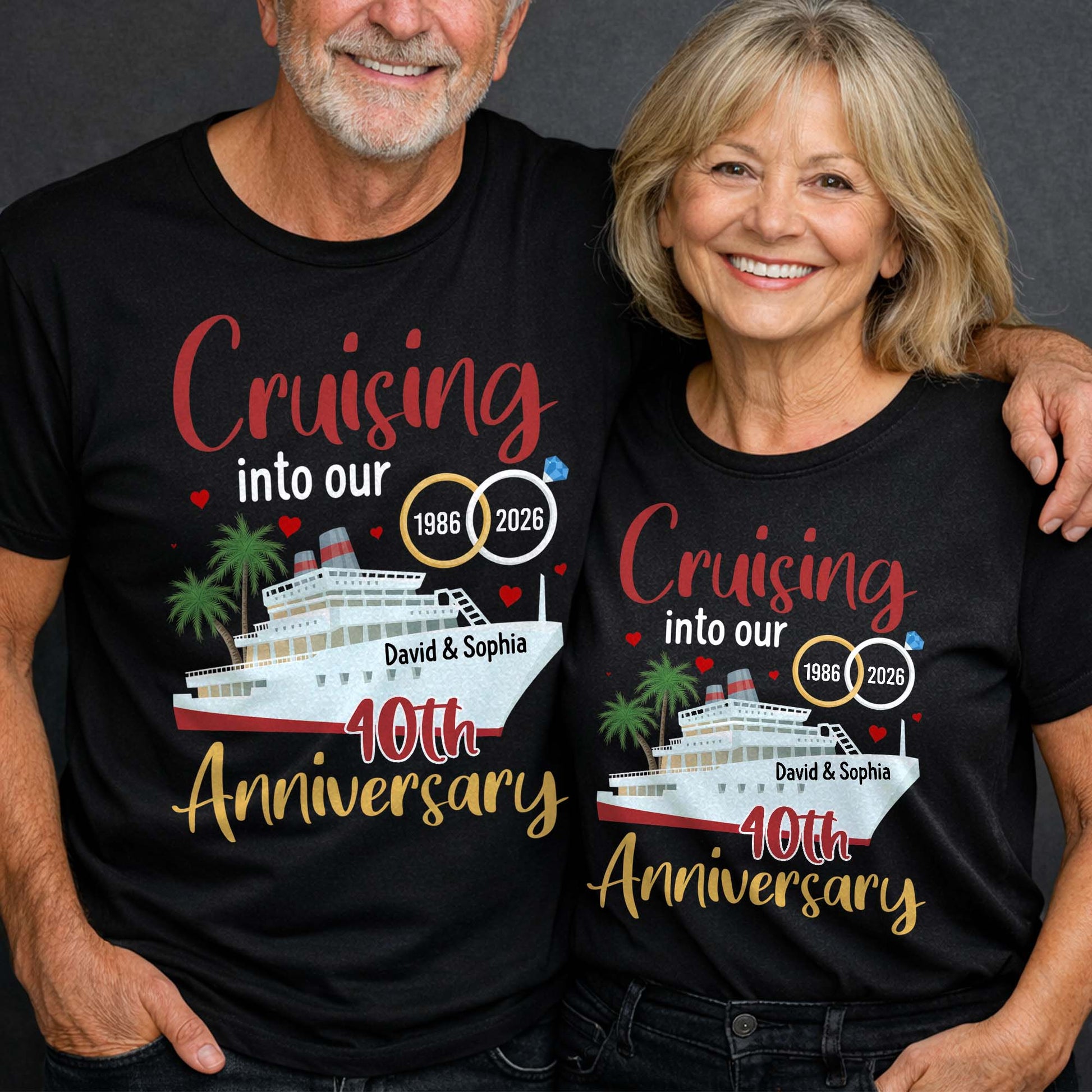 Cruising Into Our 40th Anniversary With Cruise Ship And Palm Trees