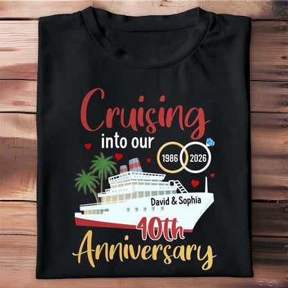 Cruising Into Our 40th Anniversary With Cruise Ship And Palm Trees