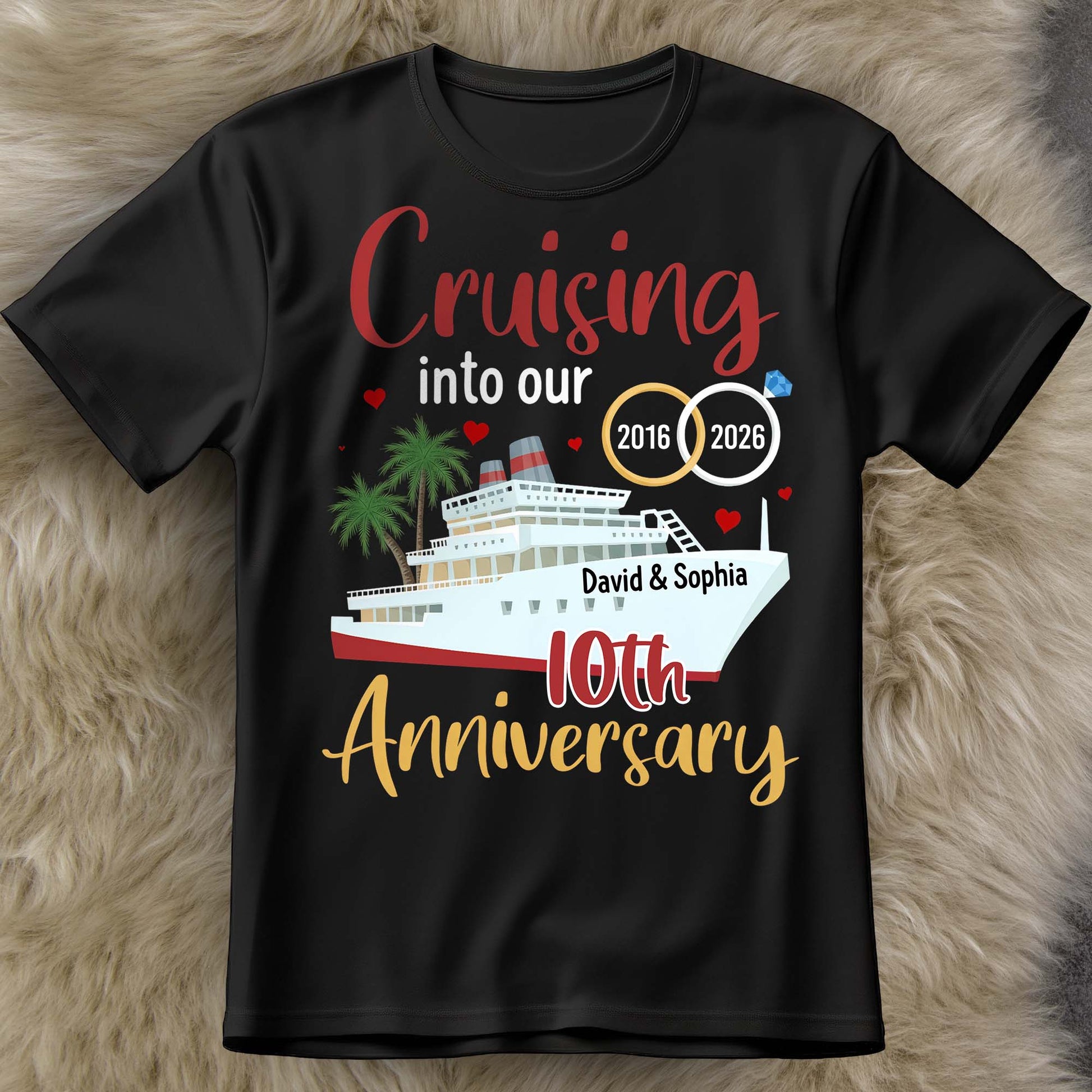 Cruising Into Our 40th Anniversary With Cruise Ship And Palm Trees
