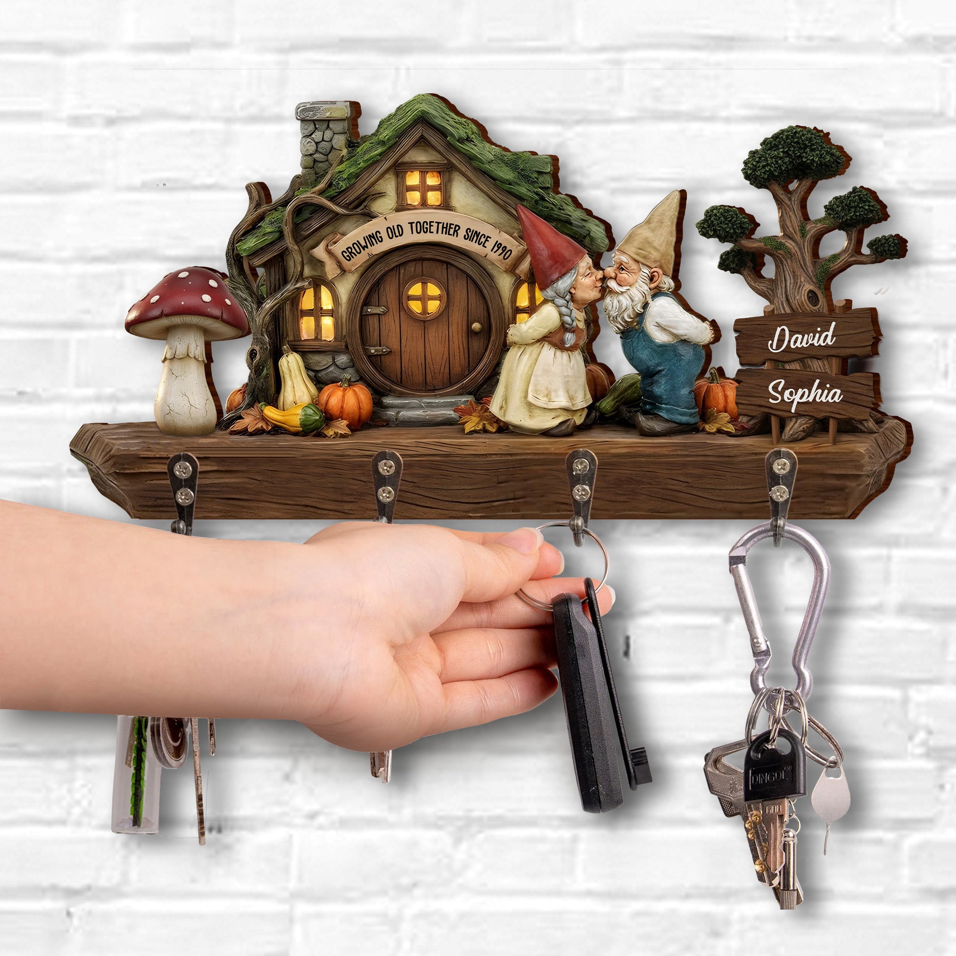 Growing Old Together, Gnome Couple Key Holder