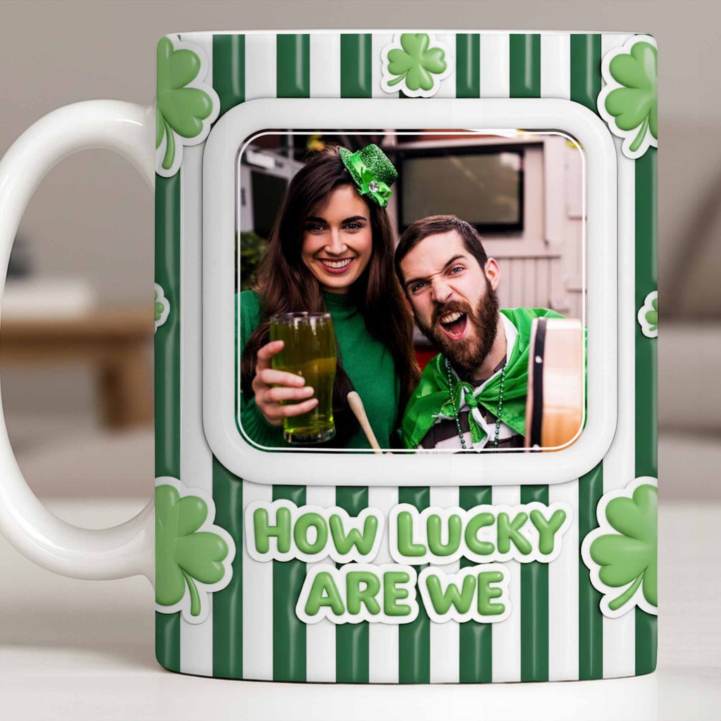 How Lucky Are We With Shamrocks And Stripes Design