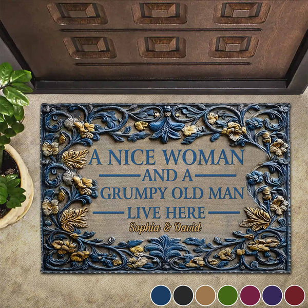 A Nice Woman And A Grumpy Old Man Live Here Doormat