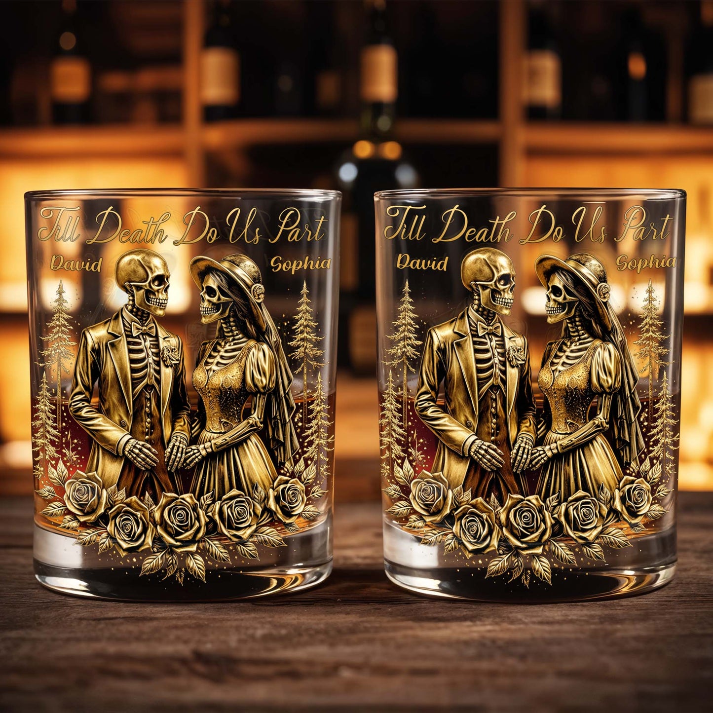 Till Death Do Us Part With Skeleton Couple And Roses