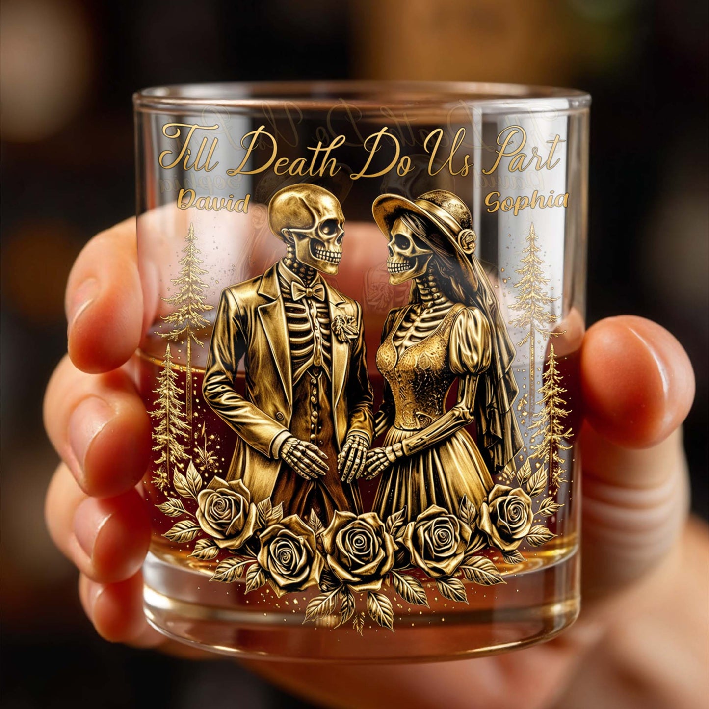 Till Death Do Us Part With Skeleton Couple And Roses